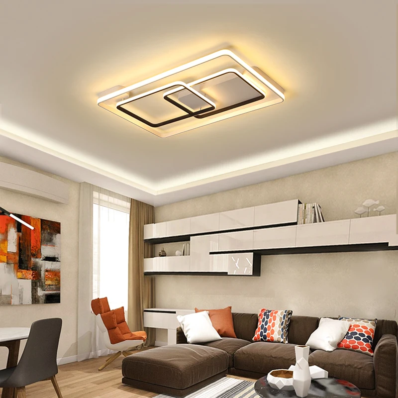 DAR Square Ceiling Lamp Modern Led Acrylic Shade Living Room Fixture Bedroom Kitchen Surface Mounted Aluminum Body Light | Освещение