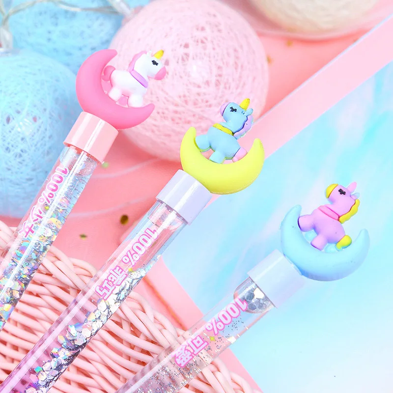 Kawaii градиентные ручки милые Единорог гелевые 0 5 mmgliter хрустальные обычные для