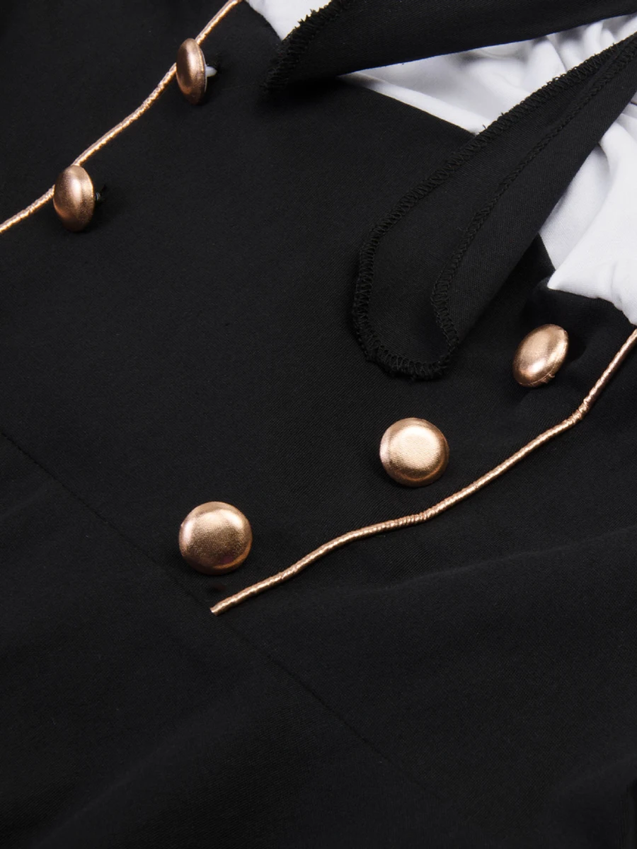 Женское винтажное платье с рукавами три четверти контрастное расклешенной