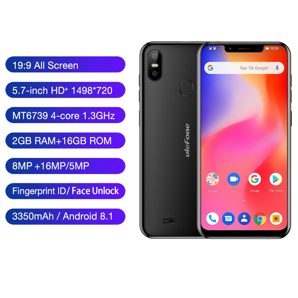Ulefone S10 Pro Мобильный телефон Android 8 1 мобильный 5 7 дюймов MT6739 четырехъядерный 2 Гб ОЗУ