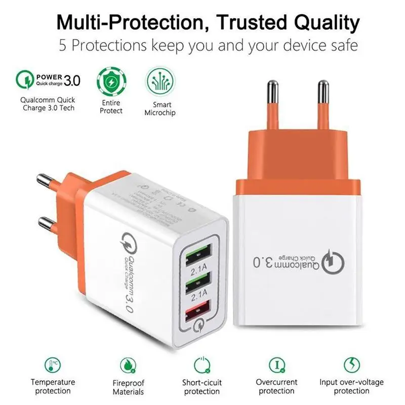 30 Вт QC 3 0 быстрое зарядное устройство с портами usb-хаб адаптер для настенного