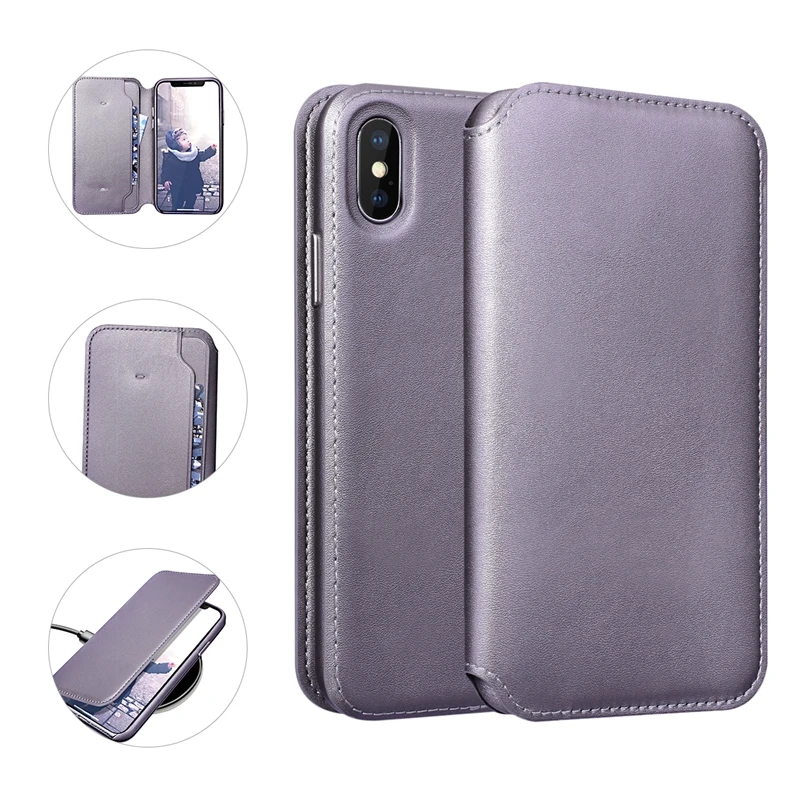 Роскошный флип чехол для iPhone X Xs кожаный кошелек кобура смарт бампер сна