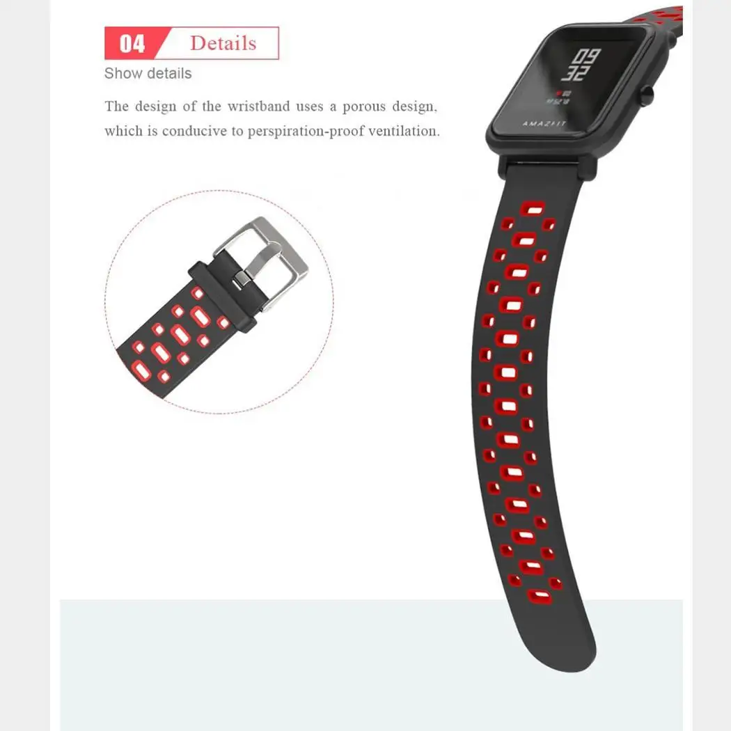 Mijobs 20 мм спортивный силиконовый ремешок для MI Band Amazfit Bip BIT PACE Lite Youth Smartwatch Ремешок