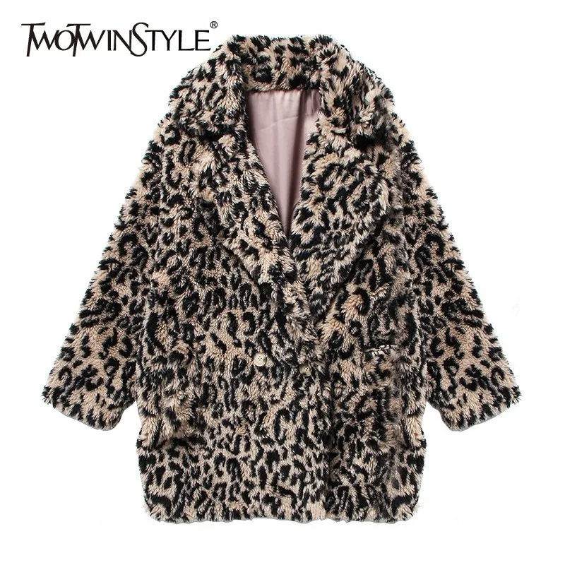 TWOTWINSTYLE искусственный мех для женщин зимнее пальто женский с длинным рукавом