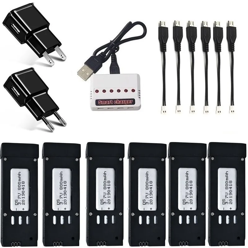 3.7V 800mAH Lipo Battery and Intelligent charger for E58 JY019 S168 For RC Quadcopter Spare Parts 3.7v Drone Battery|Детали и