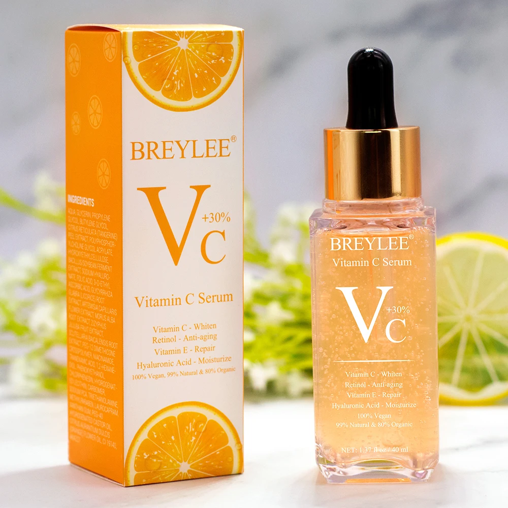 

BREYLEE Vitamin C Serum Whitening Face Skin Care 40ml Dark Spots Repair Hyaluronic Acid Moisturizing Anti Aging Facial Essence