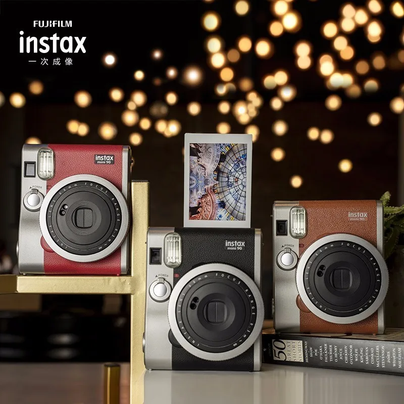 Оригинальная фотокамера Fujifilm Instax Mini 90, лидер продаж, Новое мгновенное фото, 2 цвета, черный, коричневый