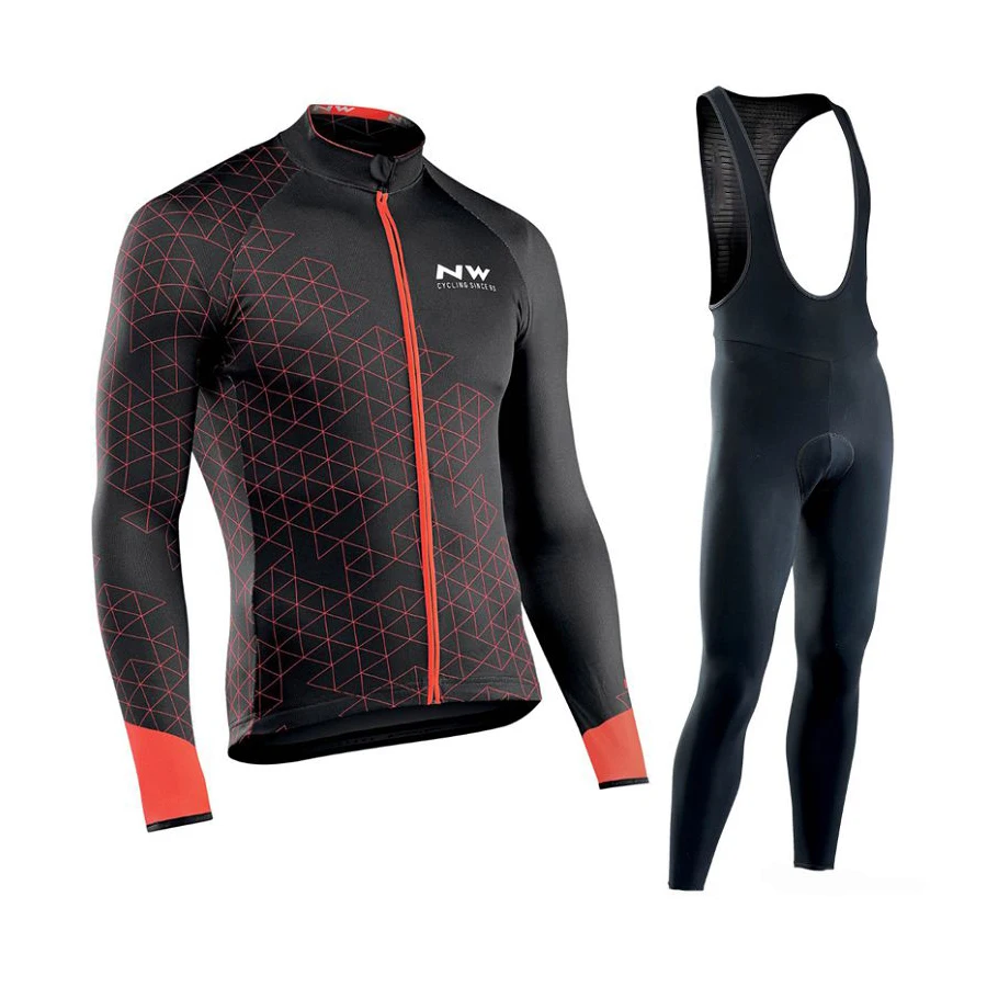 Northwave NW 2018 Pro Team Winter Thermal Cycling Clothing Man Jersey Long Bike Cloth MTB Ropa Ciclismo Bicycle Maillot Gel Bib | Спорт и