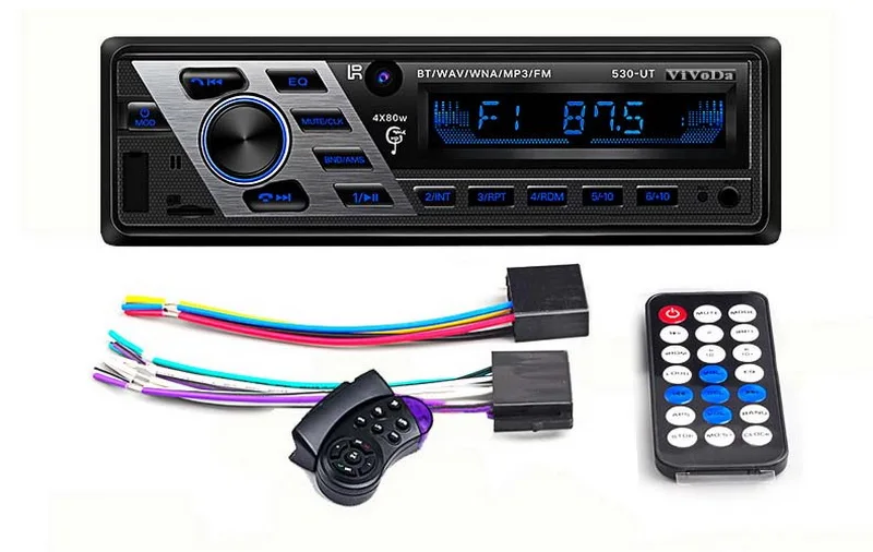 1 Din FM Hi Fi автомобильная аудиосистема Steoro с дистанционным управлением 12 в