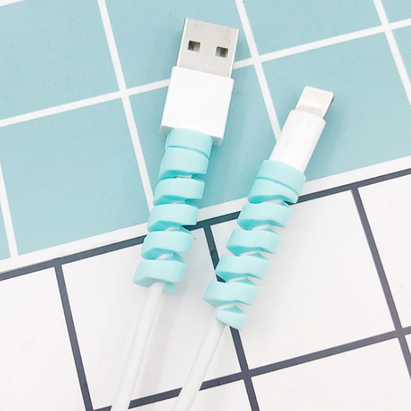 

Prevents Breakage Spiral Cable Cord Saver Cover Apple iPhone 8 X Protector 6 Color Silica Gel USB Charger Soft Soft