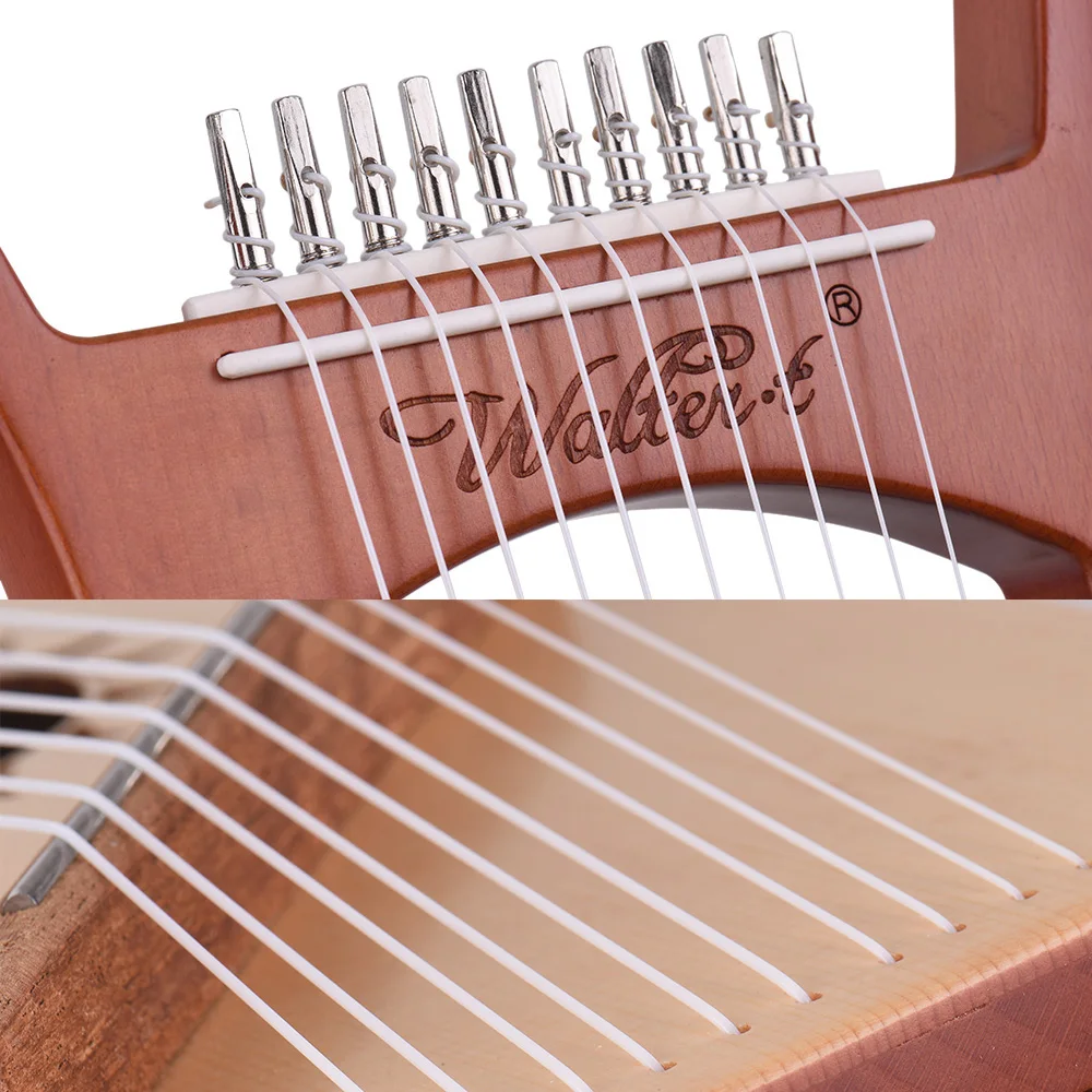 WH01 10 String деревянный лир арфа нейлоновые струны палисандр Topboard резиновый щиток