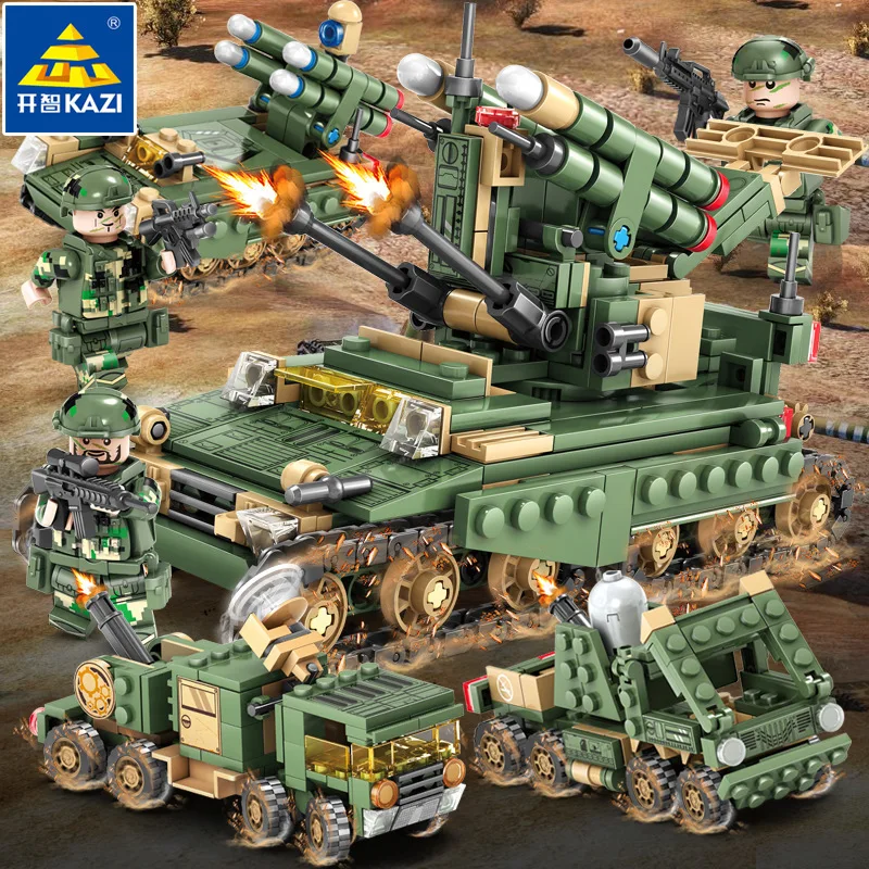 Wisdom Building Block Tank Cannon 4 Combine 1 Military Series Assembling Missile Vehicle Boy Spelling Insert Toys 84056 | Игрушки и