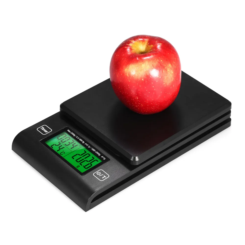

Digital Coffee Scale Multi-Function Kitchen Food Scale With Timer Temperature Probe Lcd Monitor 2000G / 1G