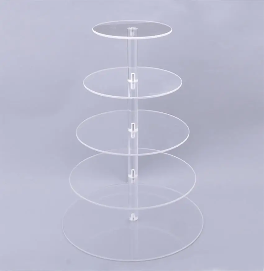 Новый Круглый кристально чистый акриловый Кекс Стенд 5 ярусов кекс торт стенд для