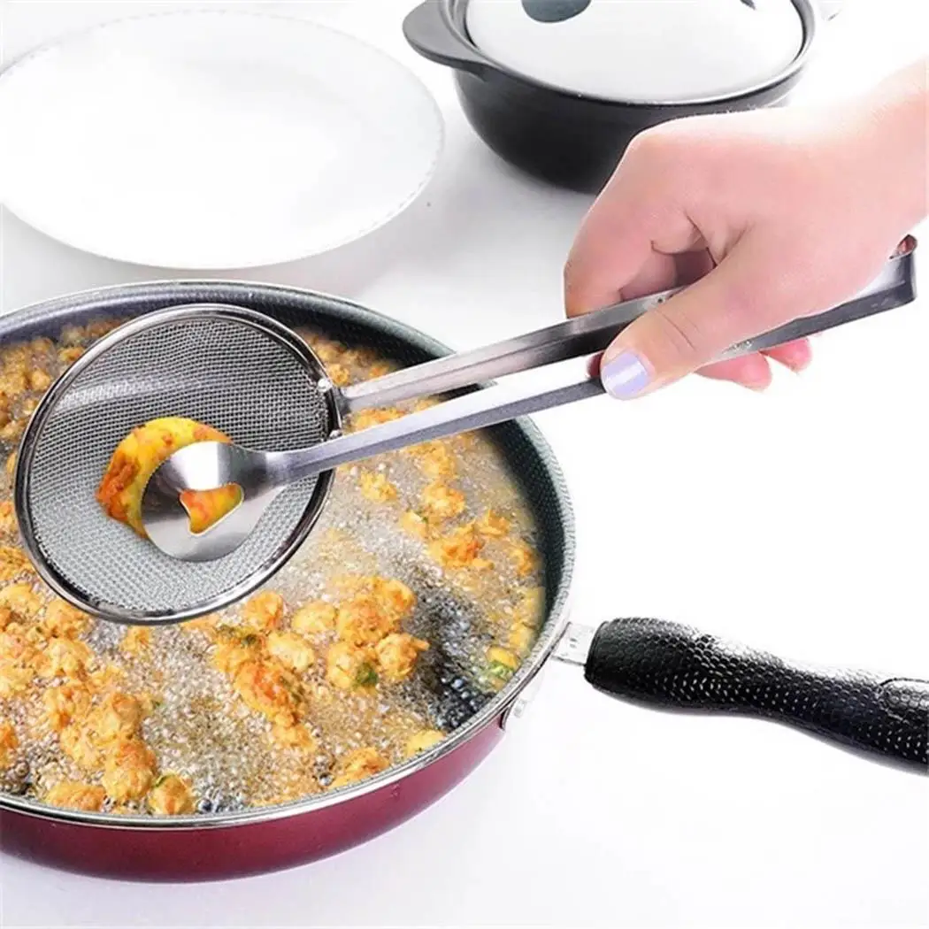 Новый Кухонный Мультифункциональный фильтр ложка с зажимом еда маслом жарки