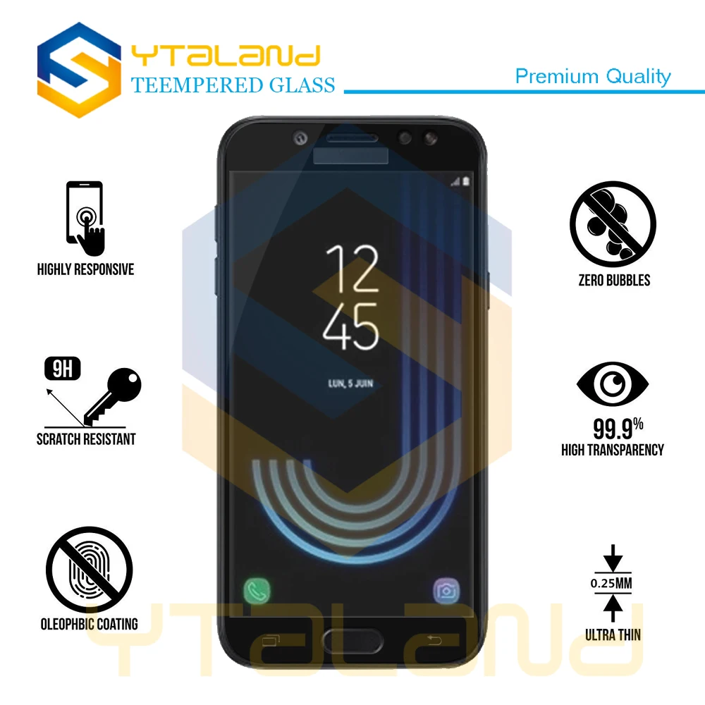 Ytaland 0 3 мм 9H + Полное покрытие закаленное стекло для Samsung Galaxy J3 J5 J7 2017 Premium Защитная