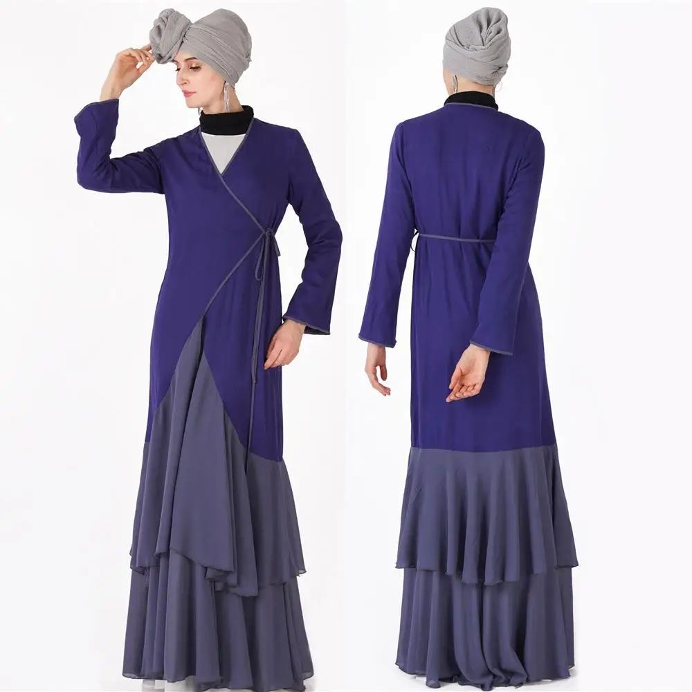 Женское кимоно Abaya мусульманское Макси платье с оборками вечернее запахом