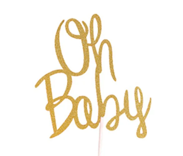 1 шт. праздничный торт на день рождения с надписью OH BABY Золотая блестящая бумага