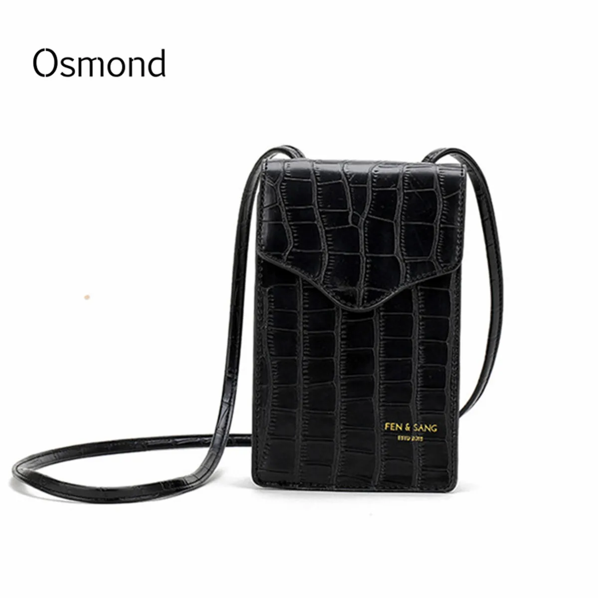 Женская Черная сумка Bolsa женская из крокодиловой кожи однотонная через плечо