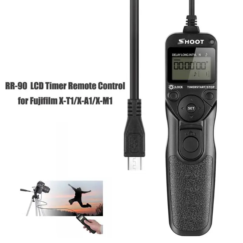 RR-90 LCD Timer Remote Control Shutter Release for Fujifilm X-T1/X-A1/X-M1 Long-distance camera timing shutter Line | Электроника