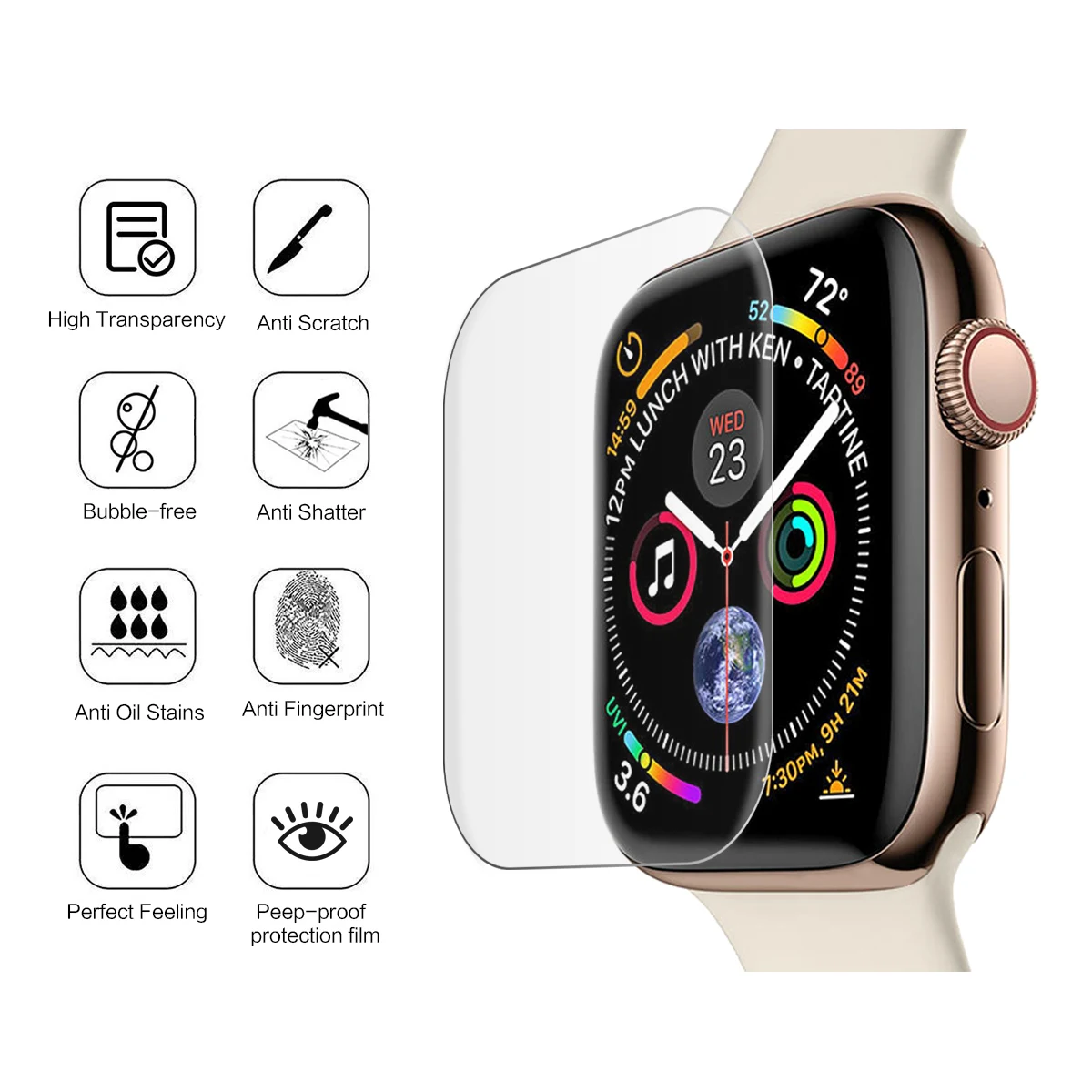 2 шт. защита для экрана Apple Watch серии 4 40 мм 44 мягкая прозрачная защитная пленка i