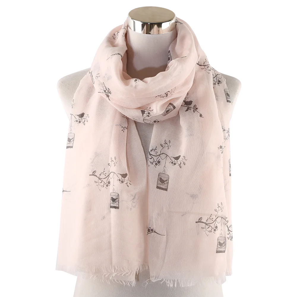 OLOME модная клетка для птиц на дереве шарф с принтом женщин розовый белый накидка