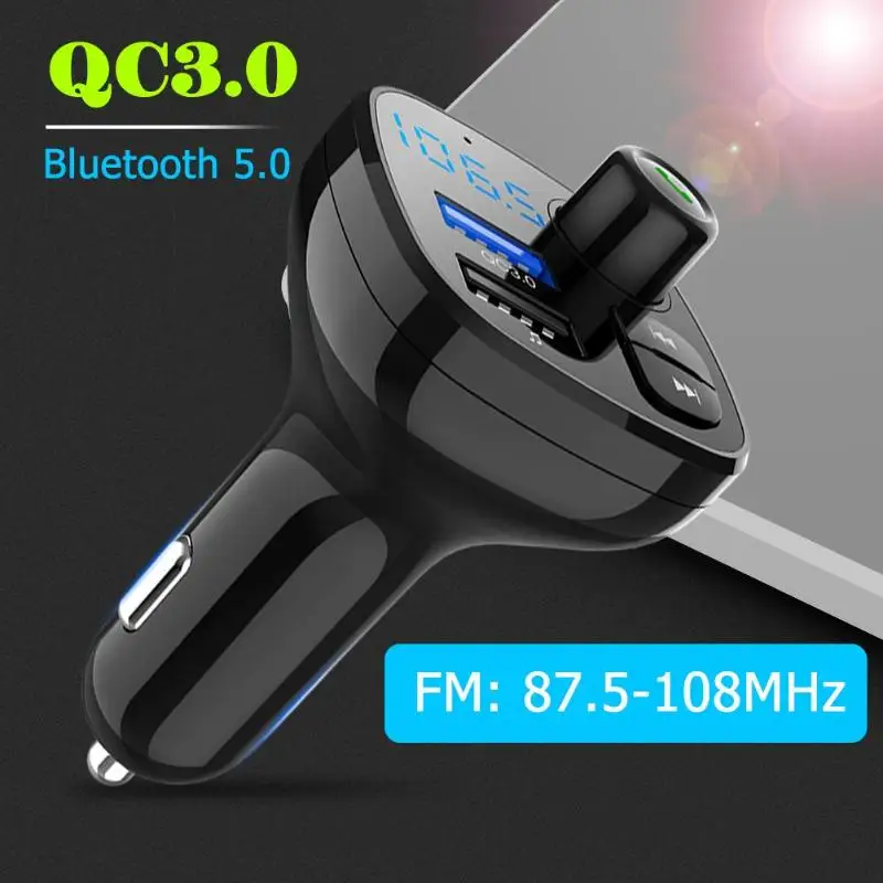 VODOOL BT12 Bluetooth 5.0 Handsfree Wireless FM Transmitter Car Kit MP3 Player Support QC3.0 USB Fast Charging Phone Charge | Автомобили и