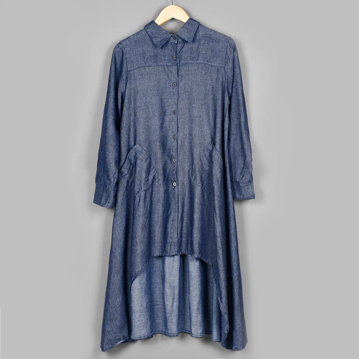 Женское свободное повседневное джинсовое платье до колена с длинным рукавом