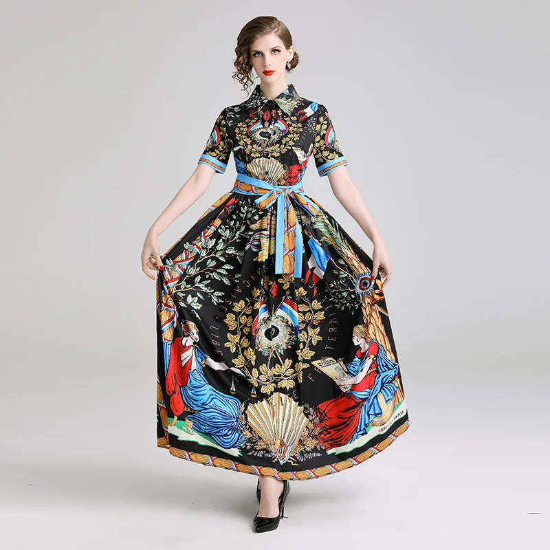 Женское модельное дизайнерское платье повседневные винтажные платья макси с бантом на талии и коротким