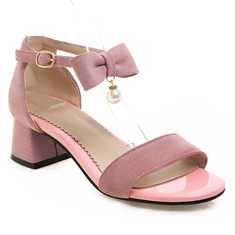 Женские босоножки из флока sgesвье летняя обувь с бантом сандалии на толстом