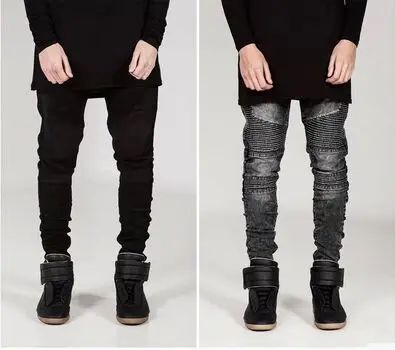Мотоциклетные джинсы брюки мужские Плиссированные Модные Homme | Мужская одежда