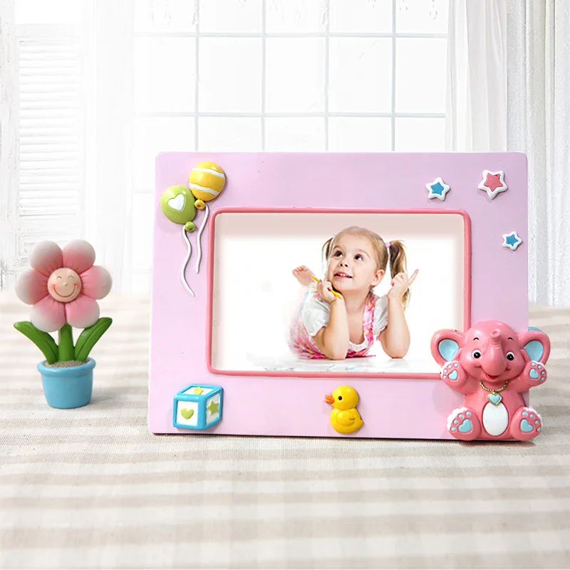 Cartoon Photo Frame Decoration Pink Blue Elephant Photoframe Birthday Gift Decor Home Frames For Pictures
