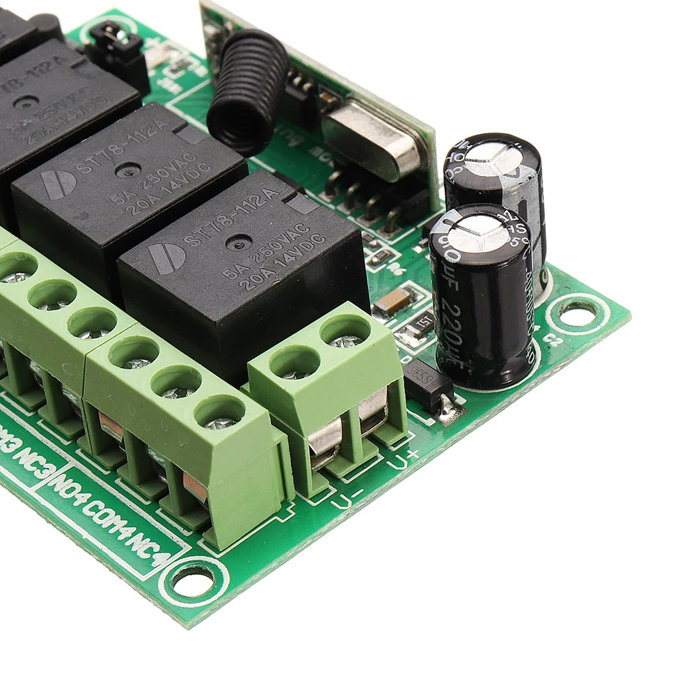 DC 12V 433MHz тип обучения четыре пути беспроводной пульт дистанционного управления