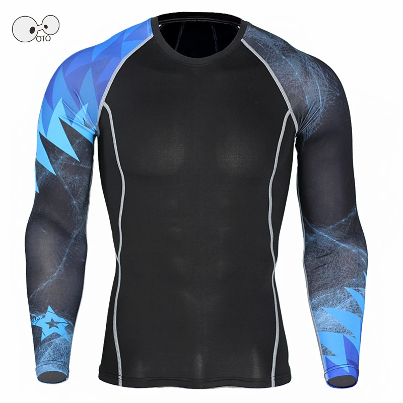 

Long Sleeve Mens Compression Running Shirt Fitness Tights-fitting T-shirts Gym Crossfit MMA Rashguard Bodybuilding Yoga Top Tees