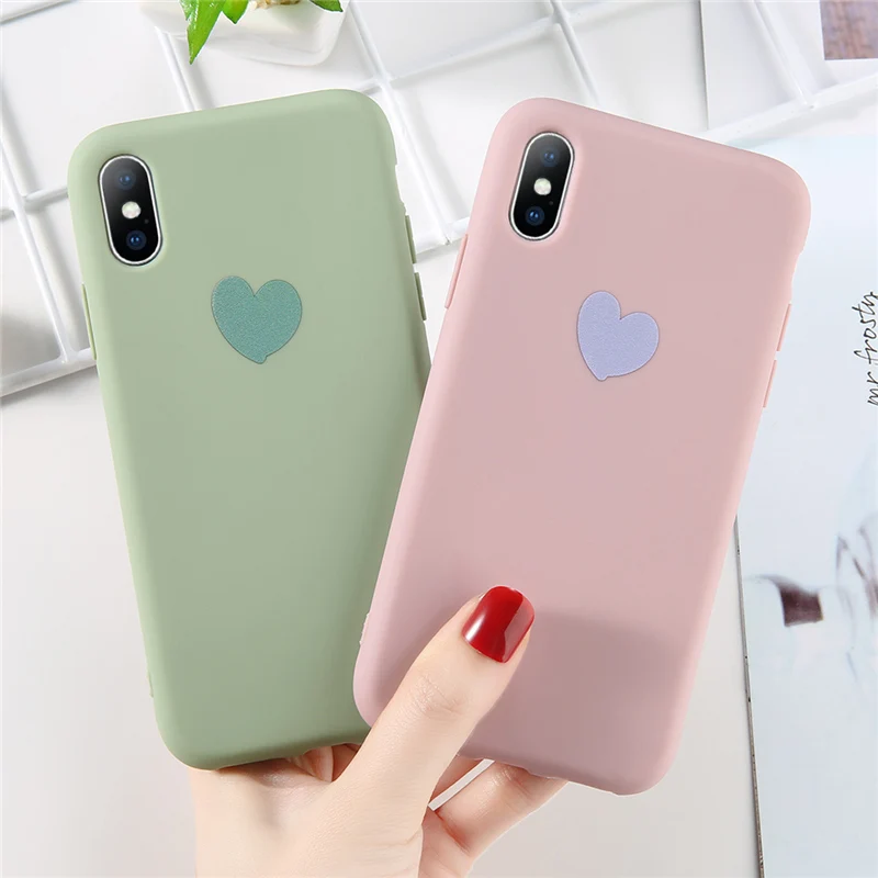 Lovebay Phone Case For iPhone 6 6s 7 8 Plus X XR XS Max Cartoon Love Heart Candy Colors Soft TPU Silicon |