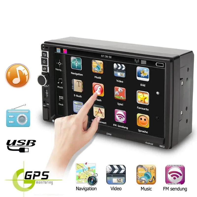 7 дюймов сенсорный экран 2Din Android Bluetooth Автомобильный GPS навигатор мобильного