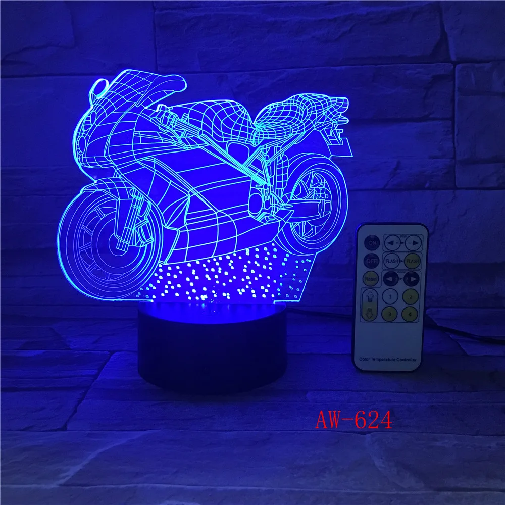 

Motor 3D Led Light Novelty 3D Table Lamp 3D Motocross Bike shape Night Lights LED USB 7 Colors Changing lighting AW-624
