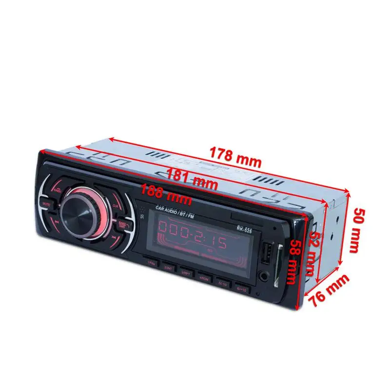 RK 528 12V Автомобильный MP3 плеер Bluetooth FM радио AUX USB 7 Цвет Подсветка|MP3-плеер для авто| |