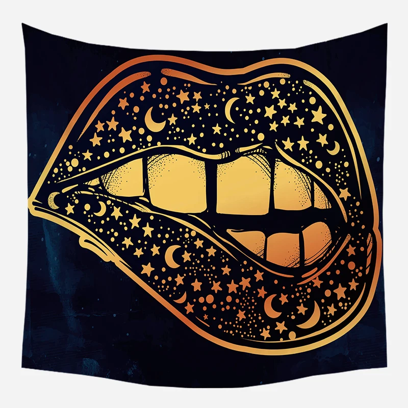 Loartee Chic Psychedelic Star Mouth Boho Décor Mandala Tapestry Indian Hippie Tenture Mural Pared tela Wandkleed | Дом и сад