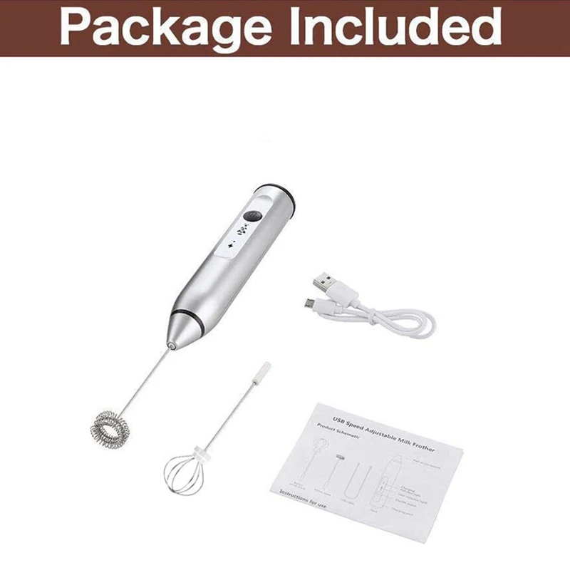 Перезаряжаемый Электрический вспениватель молока с 2 венчиками ручная