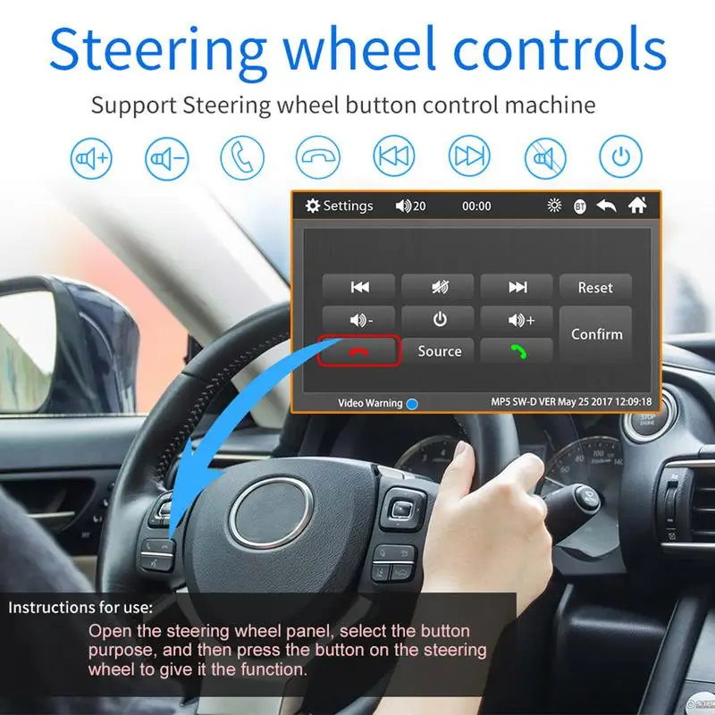 7 дюймов 1024*600 FM1/FM2/FM3 HD сенсорный Экран Авто MP5 плеер Bluetooth USB FM радио в машине для