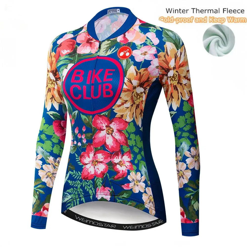 

Winter Thermal Fleece Women Long Sleeve Cycling Jersey Clothing Bicycle Outdoor Mountain Road Uniform Bike Triathlon Pink