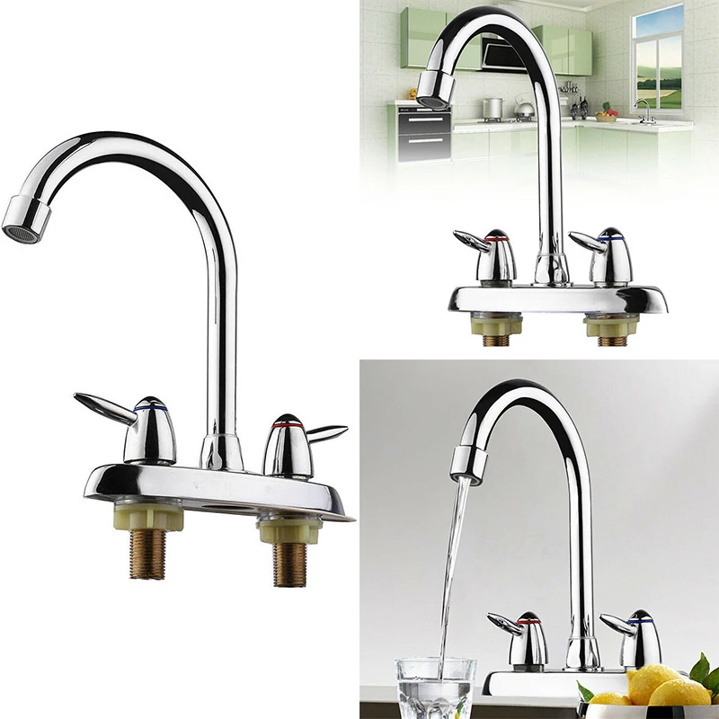 1 * кран кухонный поворотный носик 2 отверстия для ручки раковины смеситель