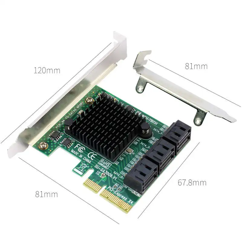 Pcie к Sata карта Pci-E адаптер Pci Express Sata3.0 расширения 4 порта Iii 6G для Ssd Hdd Ipfs Mining |