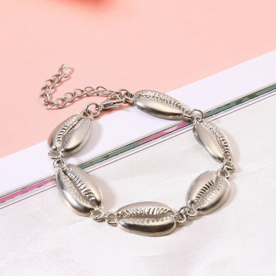 Модные популярные ювелирные изделия Cowrie Shell Браслеты для женщин золотой цвет