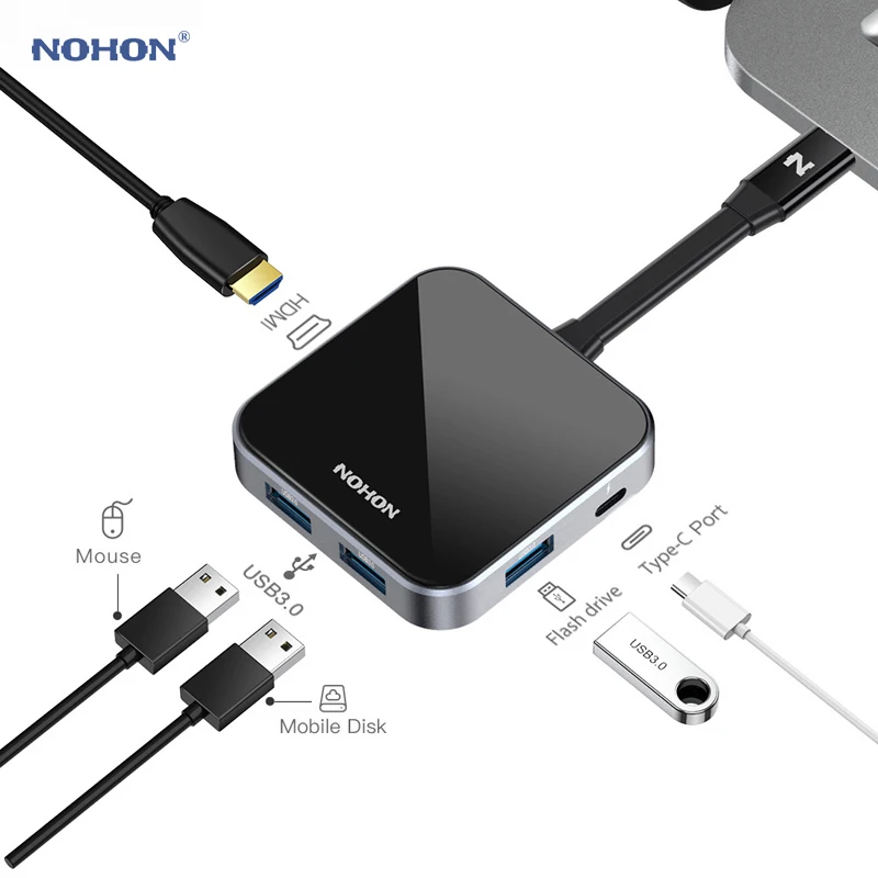 Концентратор Nohon USB Type C на 3 0 PD VGA HDMI RJ45 Thunderbolt адаптер для MacBook Samsung S10 Huawei P20 Mate 20