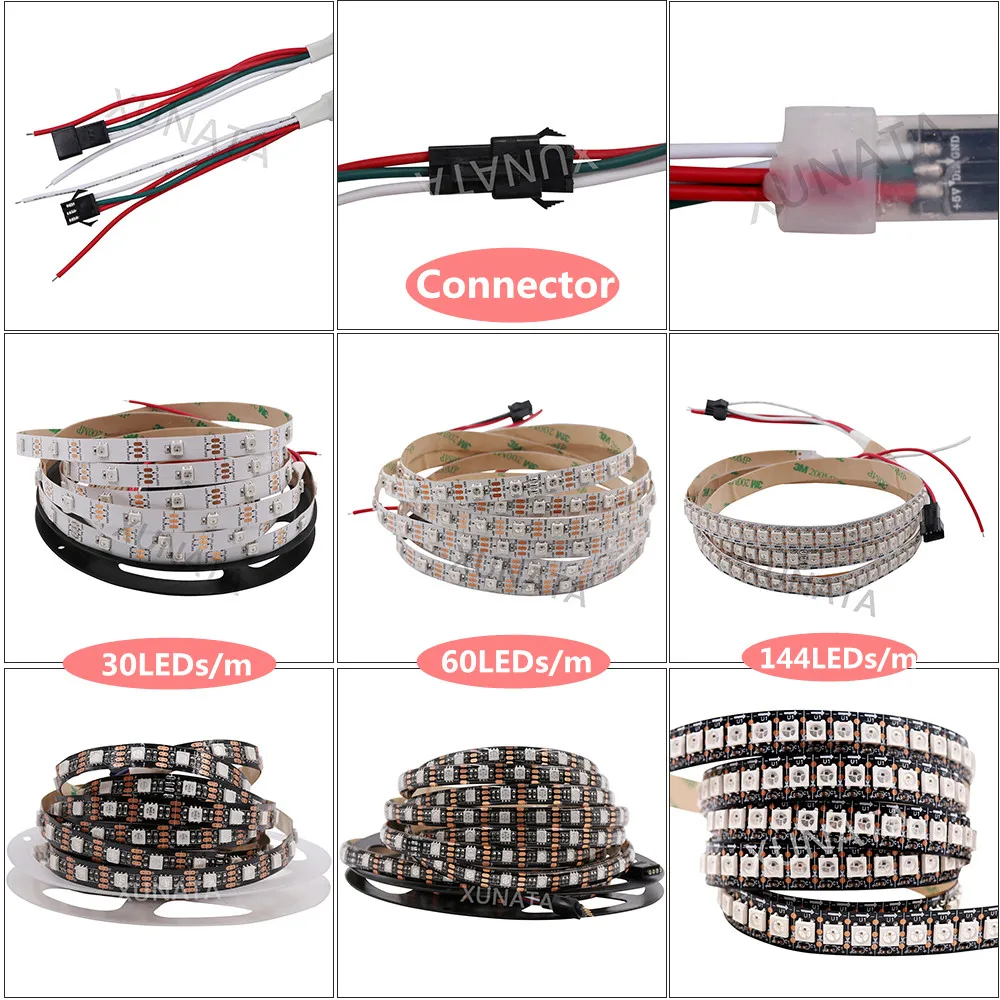 DC5V WS2812B Светодиодные ленты 30 60 74 96 144 светодиодный s/m Smart pixel Газа WS2812 IC IP30/IP65/IP67 1 m 2 4 5
