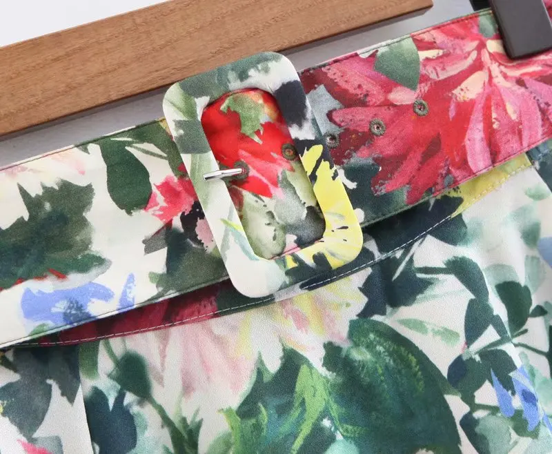 2019 женские весенние юбки с цветочным принтом пояс кушак юбка длиной до лодыжки