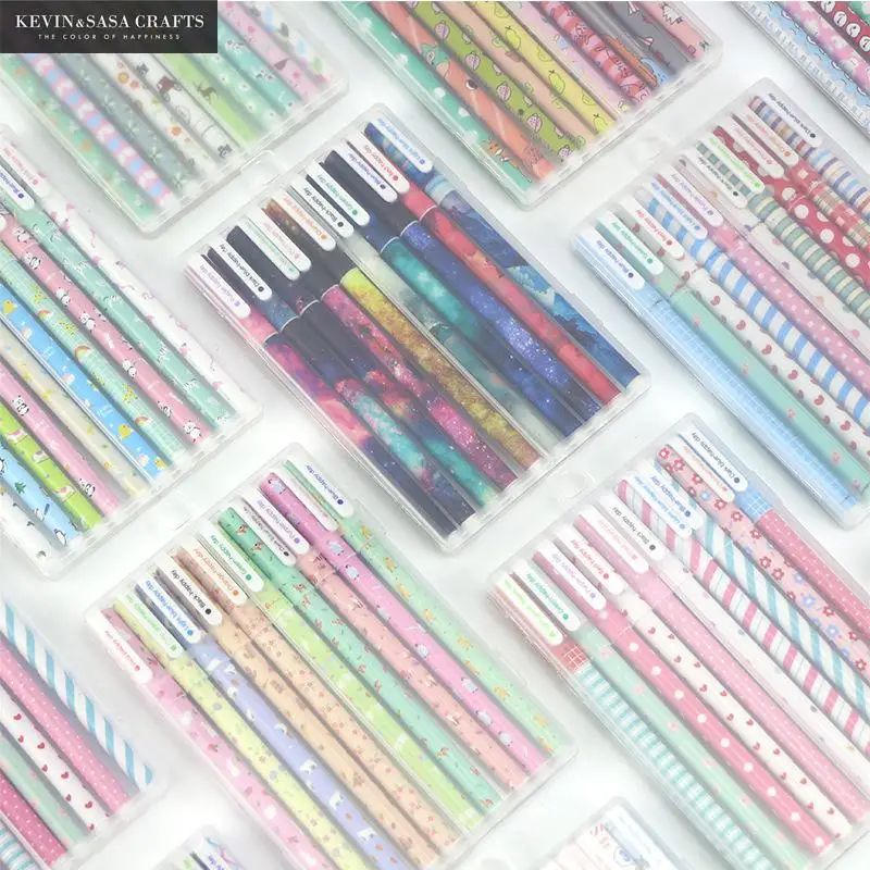 

10Pcs/Set Flower Gel Pens Set With Box Kawaii School Supplies Office Stationary Photo Album Kawaii Pens Stationery Gel Ink Pen