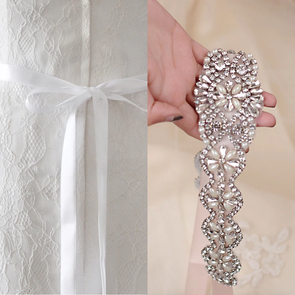 Вечерние аксессуары пояс невесты с серебряными стразами свадебные жемчужины для